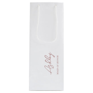 Sac Cadeau Pour Bouteille Poussière Mauve Rose Personnalisé Nom de la fête d