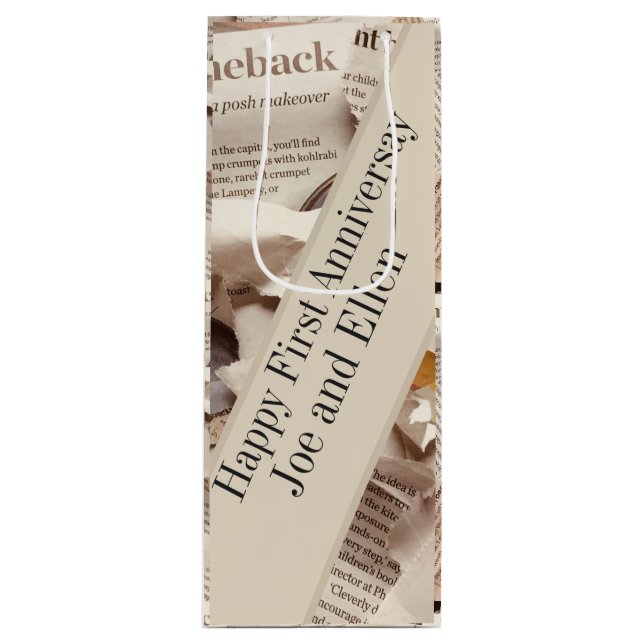 Sac Cadeau Pour Bouteille Premier anniversaire de Mariage modifiable (Devant)
