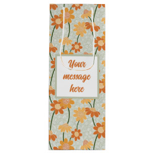 Sac Cadeau Pour Bouteille Pretty retro muted 1970 s flowers