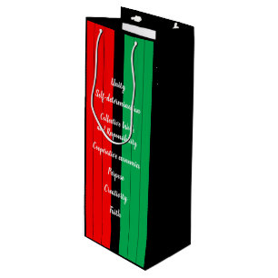 Sac Cadeau Pour Bouteille Principes de Kwanzaa Motif des rayures rouge noir