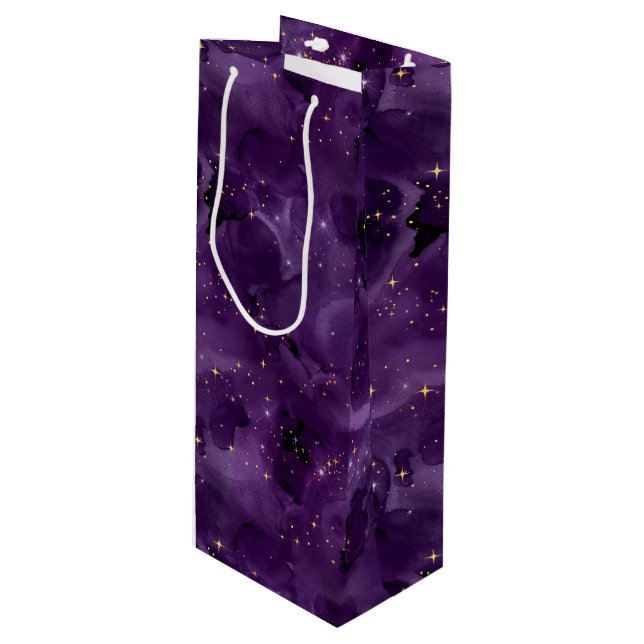 Sac Cadeau Pour Bouteille Purple Galaxy Series Design 8 (Devant Angle)
