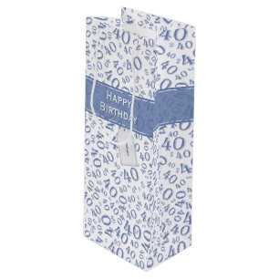 Sac Cadeau Pour Bouteille Quarantième motif heureux de nombre d'anniversaire