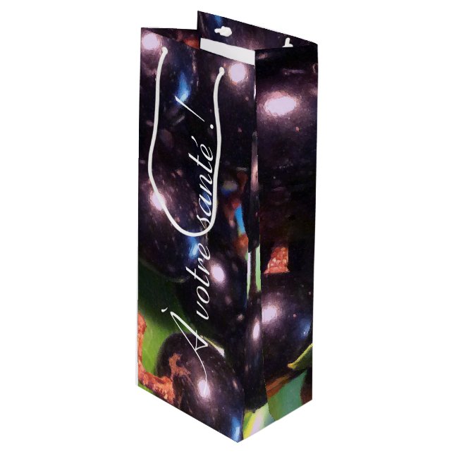 Sac Cadeau Pour Bouteille Raisins de vin (Devant Angle)