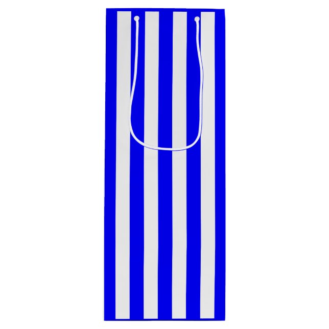 Sac Cadeau Pour Bouteille Rayure Bleue et Blanche (Devant)