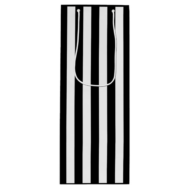 Sac Cadeau Pour Bouteille Rayure noir et blanc (Devant)