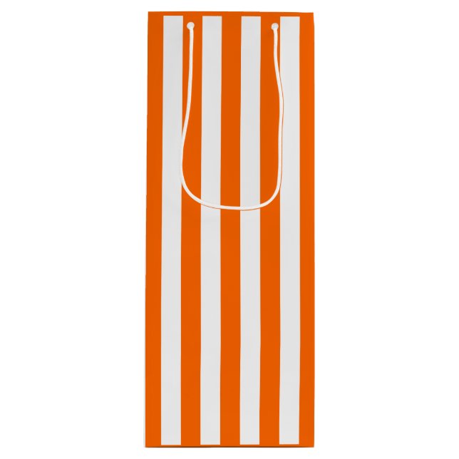Sac Cadeau Pour Bouteille Rayure orange et blanc (Devant)