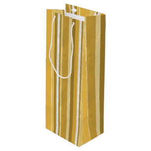 Sac Cadeau Pour Bouteille Rayures Jaune