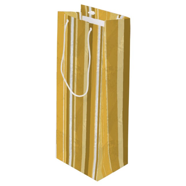 Sac Cadeau Pour Bouteille Rayures Jaune (Devant Angle)