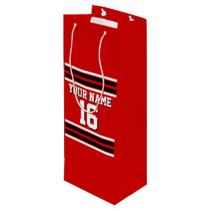 Sac Cadeau Pour Bouteille Red Black White Team Jersey Numéro personnalisé No