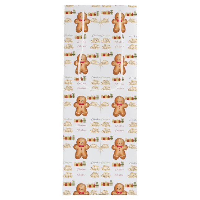 Sac Cadeau Pour Bouteille red Christmas  happy day and Christmas stocking (Devant)