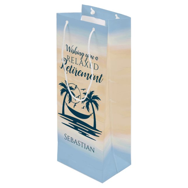 Sac Cadeau Pour Bouteille Retirement Beach Hammock Relaxant (Dos Angle)