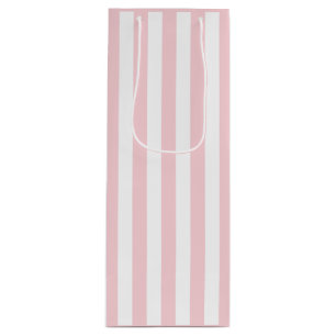 Sac Cadeau Pour Bouteille Rose millénariste et rayure blanche