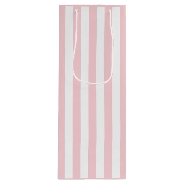 Sac Cadeau Pour Bouteille Rose millénariste et rayure blanche (Devant)