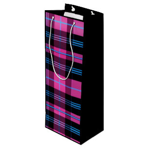 Sac Cadeau Pour Bouteille Rose Moderne Et Plat Bleu Avec Noir