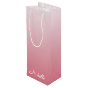 Sac Cadeau Pour Bouteille Rose saumoné personnalisé d'ombre de gradient