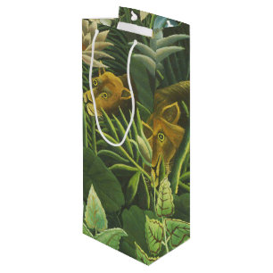 Sac Cadeau Pour Bouteille Rousseau Tropical Jungle Lion Peinture