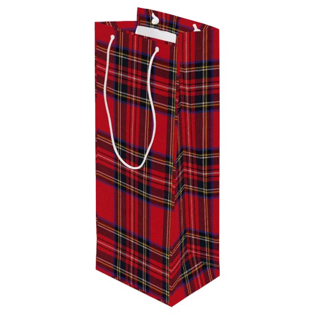 Sac Cadeau Pour Bouteille Royal Stewart tartan rouge noir plaid (Dos Angle)