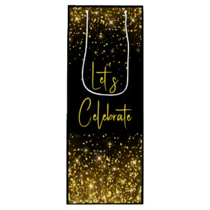 Sac Cadeau Pour Bouteille Sac à vin scintillant Glam Gold pour célébrer