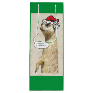 Sac Cadeau Pour Bouteille Sac à vin vert Meerkat pour Noël