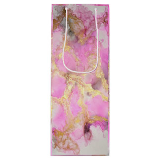 Sac Cadeau Pour Bouteille Sac cadeau en bouteille en marbre rose et or