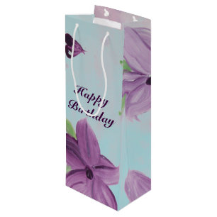 Sac Cadeau Pour Bouteille Sac-Cadeau Fleuri Violet Avec Bleu