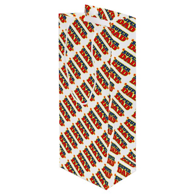 Sac Cadeau Pour Bouteille Sacoche cadeau à motif graphique Super papa (Dos Angle)