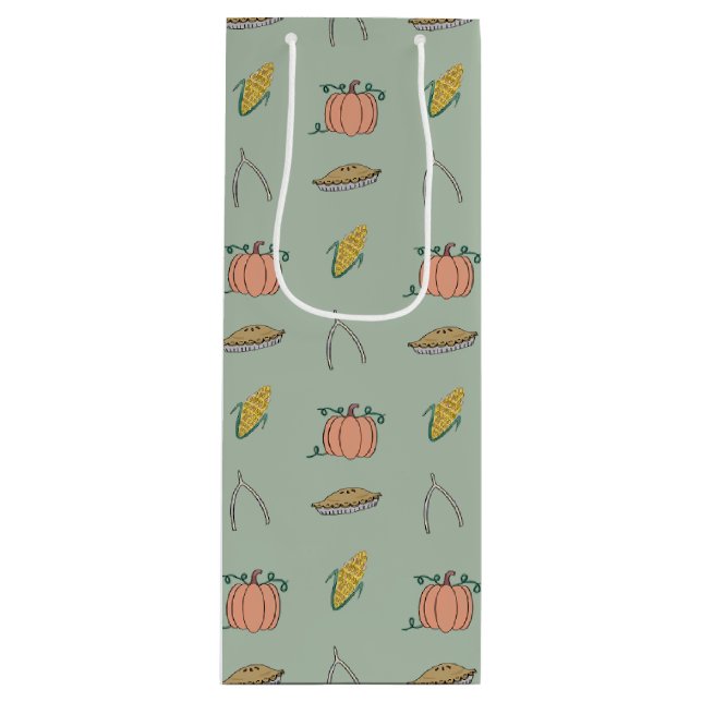 Sac Cadeau Pour Bouteille Sage Automne Harvest Festival Joli Thanksgiving (Devant)