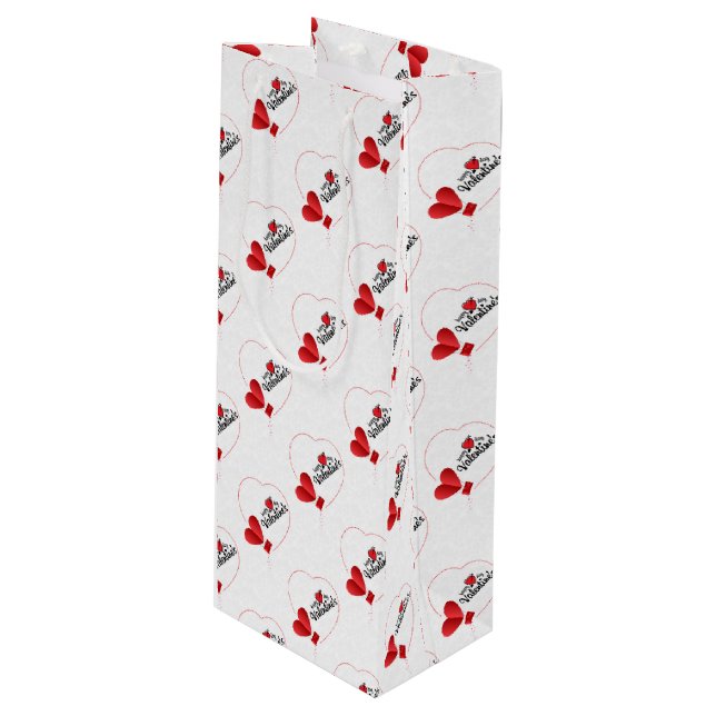 Sac Cadeau Pour Bouteille Saint Valentin (Devant Angle)