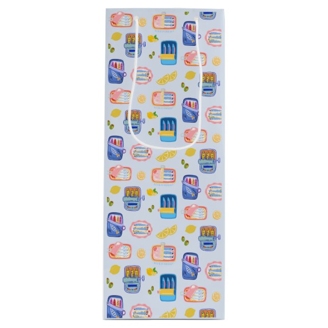 Sac Cadeau Pour Bouteille Sardines et citrons (Devant)