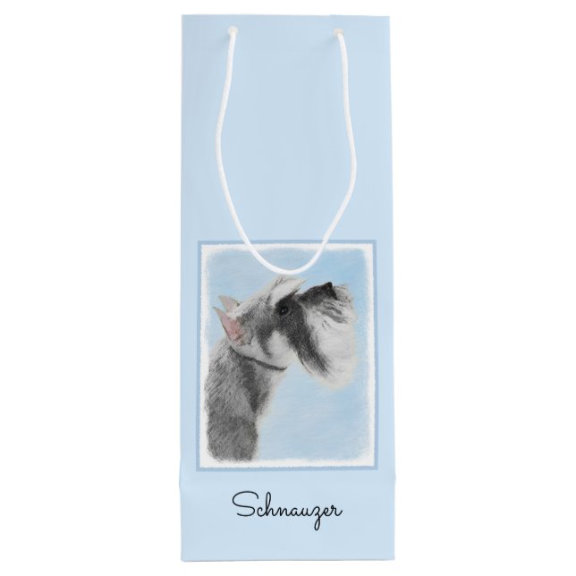 Sac Cadeau Pour Bouteille Schnauzer (géant, standard) Peinture - Dog Art (Dos)