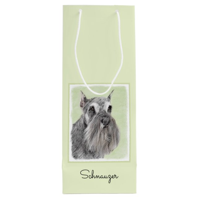 Sac Cadeau Pour Bouteille Schnauzer (Giant, Standard) Peinture - Chien Art (Dos)