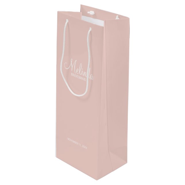 Sac Cadeau Pour Bouteille Script moderne, Bridesmaitres personnalisées (Devant Angle)