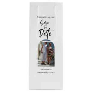 Sac Cadeau Pour Bouteille Scripture Photo Enregistrer la date