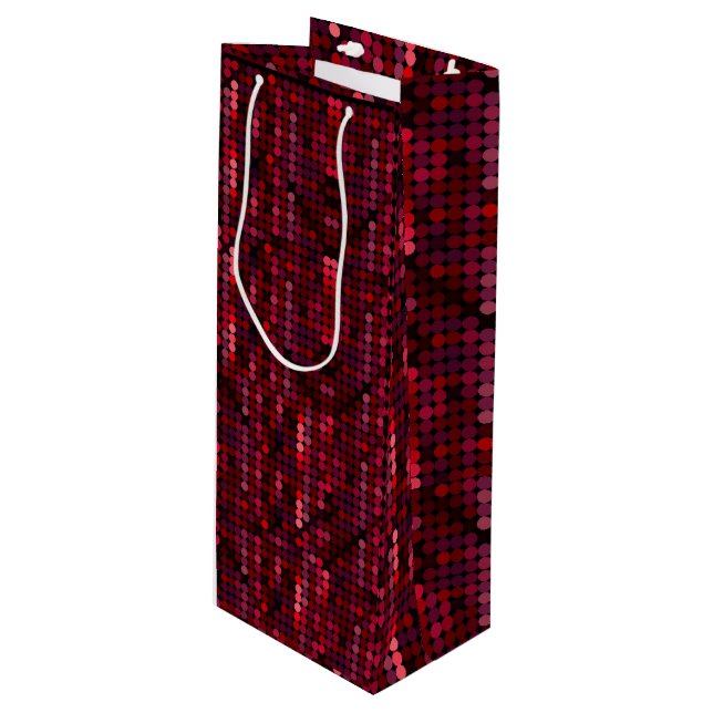 Sac Cadeau Pour Bouteille Séquin Rouge Disco Flashy (Devant Angle)