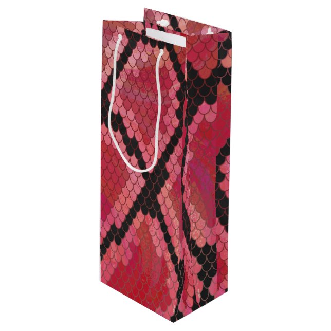 Sac Cadeau Pour Bouteille Serpent noir et rouge (Devant Angle)