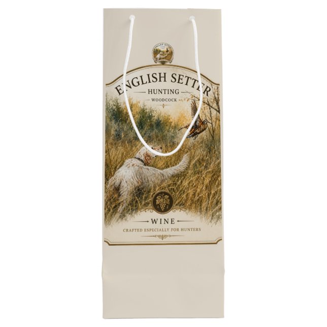 Sac Cadeau Pour Bouteille Setter anglais, chasse à la bécasse (Dos)