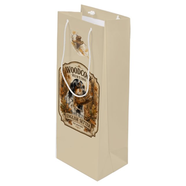 Sac Cadeau Pour Bouteille Setter anglais, chasse à la bécasse  (Devant Angle)