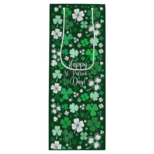 Sac Cadeau Pour Bouteille Shamrock St. Patrick's Day Medium Cadeau (Devant)