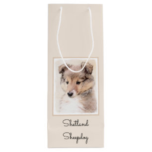 Sac Cadeau Pour Bouteille Shetland Sheepdog Puppy Peinture Chien original ar