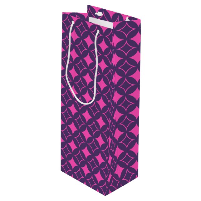 Sac Cadeau Pour Bouteille shippo rose et violet (Devant Angle)