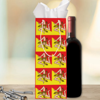 Sac Cadeau Pour Bouteille Sicilian Trinacria All-Over Flag Pattern Sicily