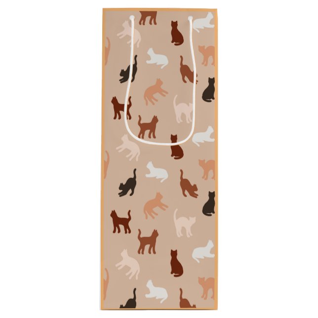 Sac Cadeau Pour Bouteille Silhouette de chat (Devant)