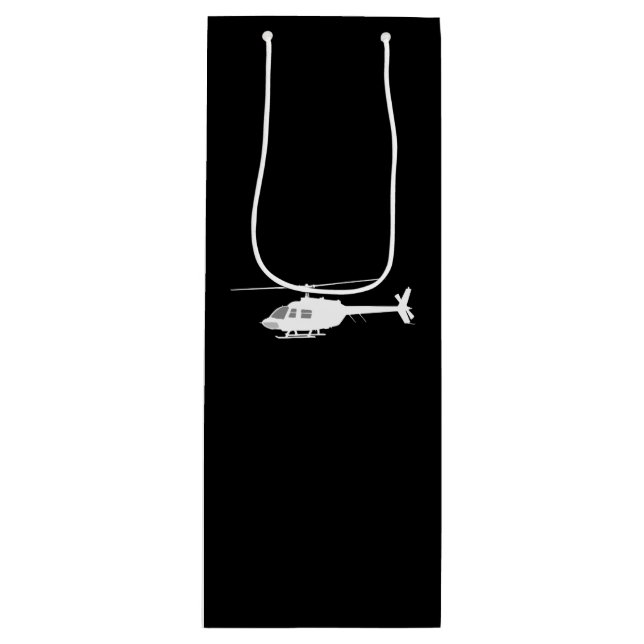 Sac Cadeau Pour Bouteille Silhouette de coupe d'hélicoptère noir (Devant)