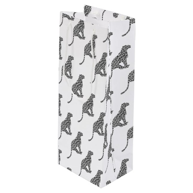 Sac Cadeau Pour Bouteille Silhouette gris léopard et gris clair (Devant Angle)