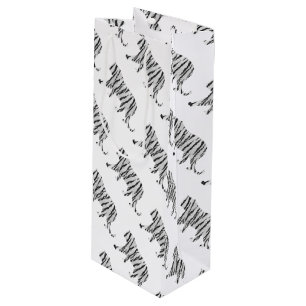 Sac Cadeau Pour Bouteille Silhouette Tiger noir et blanc