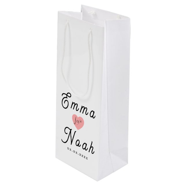 Sac Cadeau Pour Bouteille Simple Minimalist Customizable White Gift Bag (Devant Angle)