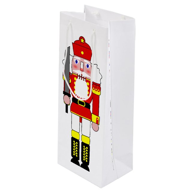 Sac Cadeau Pour Bouteille Soldats Casse-Noisette Noël (Devant Angle)