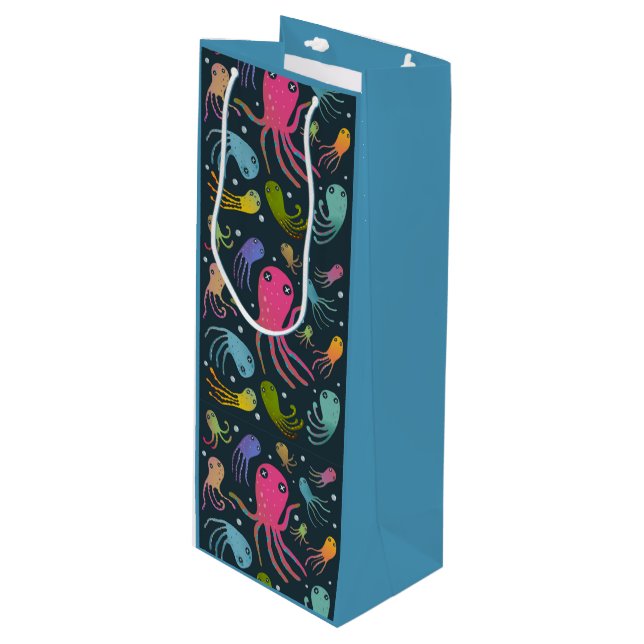Sac Cadeau Pour Bouteille Sous la mer Marine Vie Dessin Arrière - plan foncé (Devant Angle)