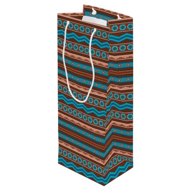 Sac Cadeau Pour Bouteille Southwest Style Geometric Cameron Gorge Design (Dos Angle)