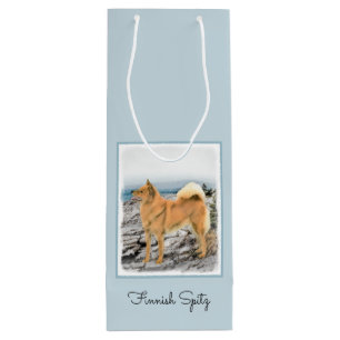 Sac Cadeau Pour Bouteille Spitz finlandais à Seashore Peinture - Chien Art